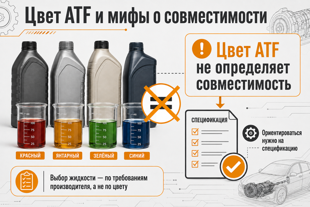 Цвет ATF и мифы о совместимости