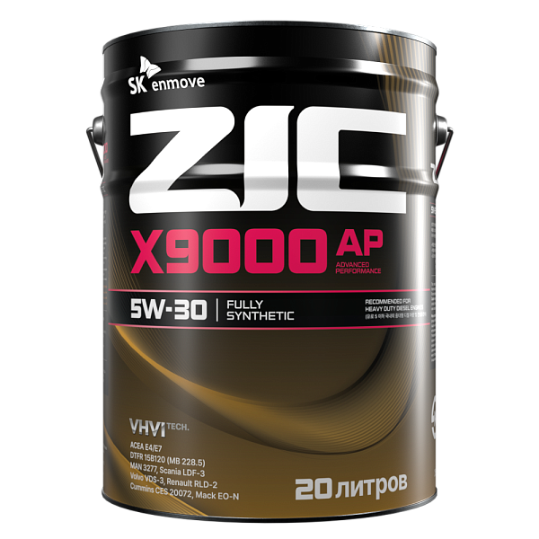 Моторное масло ZIC X9000 AP  5W-30  20 л. синт.